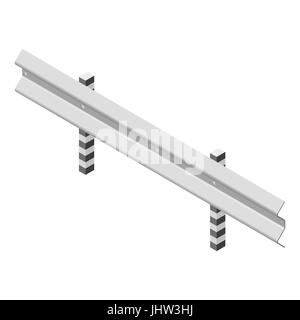 Stahl Straße Zaun, isoliert auf weißem Hintergrund. Design-Elemente von den Leitplanken. Isometrische 3D-Stil, Vektor-Illustration. Stock Vektor