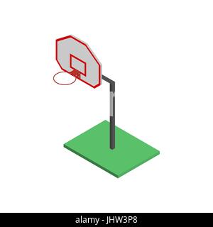 Basketball-Schild mit einem Korb, isoliert auf weißem Hintergrund. Element für die Gestaltung von Spiel- und Sportplätzen Objekte. Flache isometrische 3D-Stil vect Stock Vektor