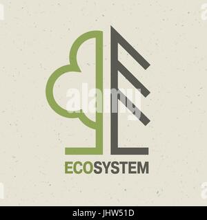 Ökologie-Emblem-Konzept, Vektor Stock Vektor