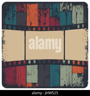 Filmstreifen im Grunge-Frame auf bunten nahtlose hölzernen Hintergrund. Vektor, EPS10 Stock Vektor
