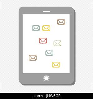 Tablet-Gerät mit Mail-Symbole. Vektor Stock Vektor