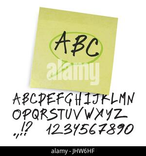 Handschriftliche Alphabet (Großbuchstaben mit Zahlen). Vektor. Stock Vektor