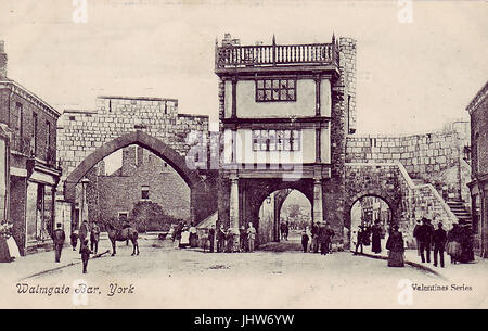 19. Jahrhundert Postkarte - Walmgate Bar, City of York, England Stockfoto