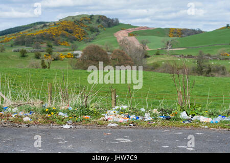 Dumfries, Scotland, UK - 23. April 2017: Verworfen Wurf an der Seite von der Landstraße in der Nähe von Dumfries in Dumfries und Galloway, Süd-west-Schottland. Stockfoto