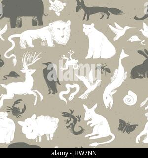 Nahtlose Muster mit Tieren. Vektor Stock Vektor