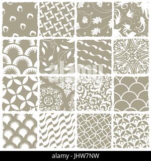 Verschiedene Stile Musterdesigns festgelegt. Alle Muster in Farbfeld-Palette zur Verfügung. Vektor, EPS 8 Stock Vektor
