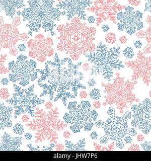Nahtlose Schneeflocken Muster für Winter-Themen-Designs. Vektor-Illustration, EPS8 Stock Vektor