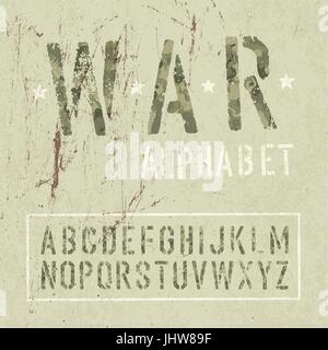 Tarnung-Grunge-Alphabet. Vektor, EPS10. Stock Vektor