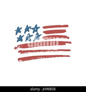 Amerikanische Flagge Illustration. Mit dem Pinsel gemalt. Stock Vektor