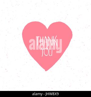 Danke handgezeichnete Karte mit Herz-Label Stock Vektor