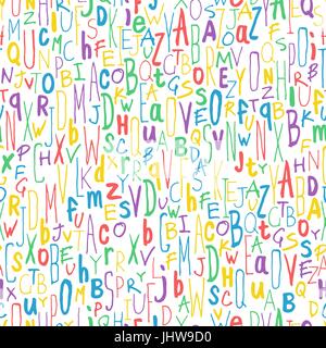 Bunte Buchstaben. Alphabet Seamless Pattern. Handgezeichnete Vektor-illustration Stock Vektor