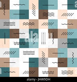 Geometrische Linien und Quadraten Musterdesign. Retro-Farben. Strukturierten Schichten leicht bearbeitbar Stock Vektor