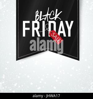 Black Friday Umsatz Werbeplakat auf fallende Schnee und Sterne backgroundl Stock Vektor