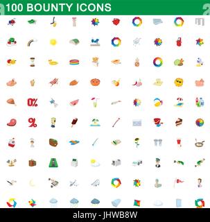 100 Kopfgeld Icons set, cartoon-Stil Stock Vektor