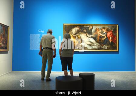 Ein paar Blick auf The Wehklage über dem toten Christus (1650-1670) von Antoon van Dyck, Accademia Carrara, Bergamo, Lombardei, Italien, Juli 2017 Stockfoto