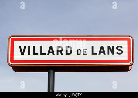 Villard de Lans Stadt Straßenschild in Frankreich Stockfoto