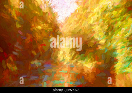 Herbst-See, digitale Malerei Illustration im impressionistischen Stil Stockfoto