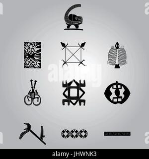 Afrikanische nationale Symbole und Ornamente Stock Vektor