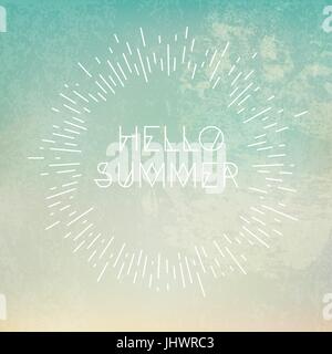 Satz "Hallo Sommer" auf Grunge blauen Hintergrund Stock Vektor