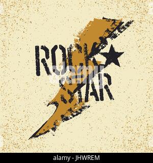 Rockstar. Grunge-Schriftzug mit Thunderbolt-Symbol. T-Shirt-print Design-Vorlage Stock Vektor