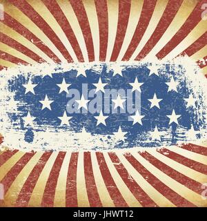 Amerikanische Flagge unter dem Motto Hintergrund. Grunge Alter Vektor Vorlage. Horizontale Ausrichtung. Stock Vektor