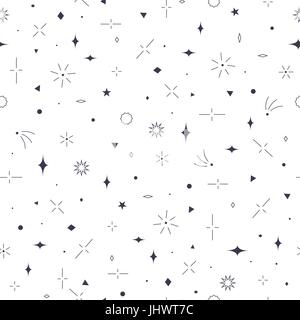 Geometrische Musterdesign. Sterne, Quadrate, Kreise, Dreiecke, Raute und Linien. Stock Vektor