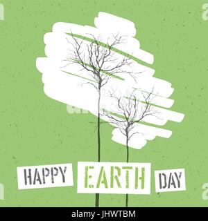 Design für Earth Day. Konzept-Poster mit Bäumen. Auf Recycling-Papier Textur Stock Vektor