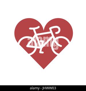 Fahrrad im Herzen. Flach-Symbol Stock Vektor