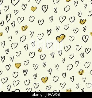 Nahtlose Hand gezeichnete Herzen Muster Stock Vektor