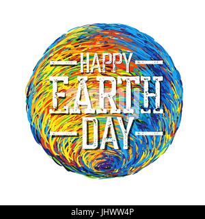 Earth Day Poster. Abbildung der Erde.  Abbildung der Erde auf weiß. Isoliert. Feier-Erde-Tageskarte-Vorlage. "Tag der Erde" Stock Vektor