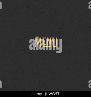Menü-Design-Vorlage. Restaurant Seamless Pattern. Gold und schwarz. Stock Vektor