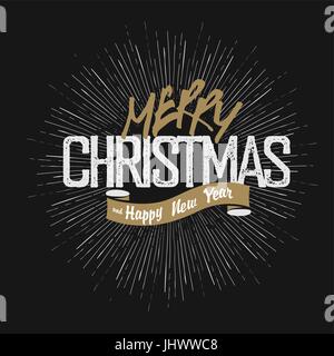 Weihnachten Gruß auf Seite Hintergrund gezeichnet. Retro-Frohe Weihnachten Kartendesign. Vintage Frohe Weihnachten-Poster-Design mit nahtlosen handgezeichnete ic-Linie Stock Vektor