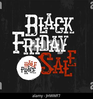 Black Friday Sale Typografie. Halbtax Label. Wild-West-Stil. Spaghetti-Western-Typografie-Gestaltung. Unter dem Motto Cowboy design Stock Vektor