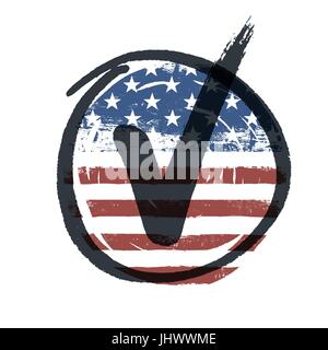 Grunge-amerikanische Flagge Schaltfläche "unter dem Motto" amerikanische Flagge. Vektor, EPS10 Stock Vektor