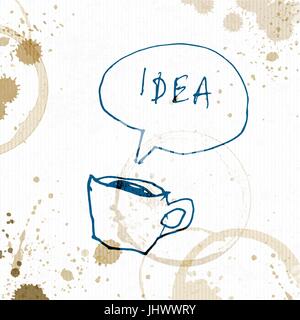 Kaffeetasse mit Idee Wort. Kreatives Konzept. Hand gezeichnet Vektor-illustration Stock Vektor