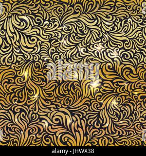 Nahtlose golden Blumenmuster mit Lichtern Stock Vektor