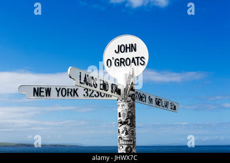 John O' Groats Zeichen, Schottisches Hochland, Schottland, Großbritannien. Stockfoto