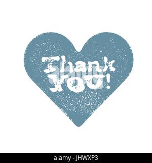 Blaue Stempel Herz mit danke-Text. Isoliert auf weiss, Vektor-illustration Stock Vektor
