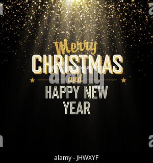 Goldene Weihnachtsbeleuchtung. Abstrakte Urlaubs Hintergrund mit freundlichen Grüßen. Vektor-Illustration. Stock Vektor