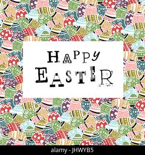 Ostereier Muster farbigen Hintergrund und "Frohe Ostern" Grüße Stock Vektor