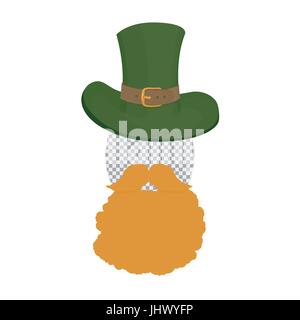 Saint Patricks Foto Vorlage. Grüne Mütze mit Bart. Handgezeichnete Vektor-Illustration. Isolierte Design-Element für Urlaub designs Stock Vektor