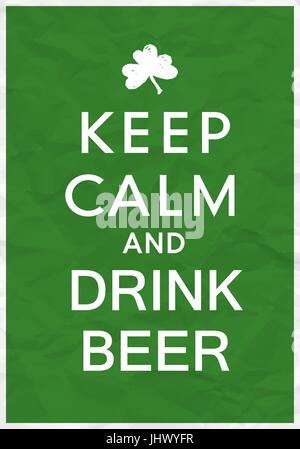 Halten Sie ruhig Poster mit St. Patricks Day Grüße Stock Vektor