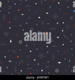 Geometrische Musterdesign. Sterne, Planeten, Kometen. Stock Vektor