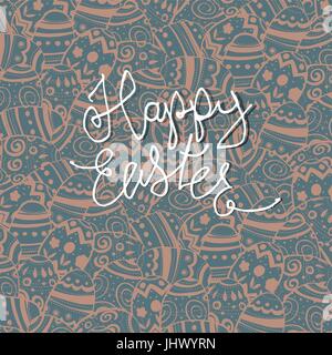 Frohe Ostern Greeting Card Ostern Eiern Muster und "Frohe Ostern" Grüße mit Schatten. Stock Vektor