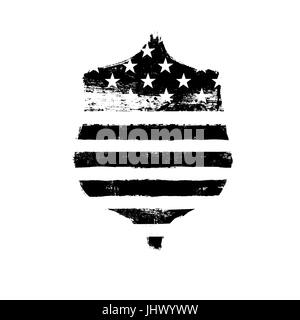 Verteidigung-Symbol. Schild-Symbol geprägt amerikanische Flagge. Monochrome Vektor-Illustration. Stock Vektor