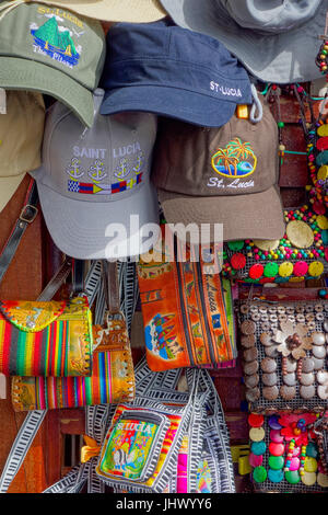 Souvenir-Shop bei Pointe Seraphine premier Duty-Free Shopping-Mall, St. Lucia, Karibik, West Indies. Stockfoto