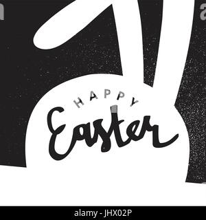 Glückliches Ostern Grußkarte. Osterhase. Monochrome Gestaltung Stock Vektor