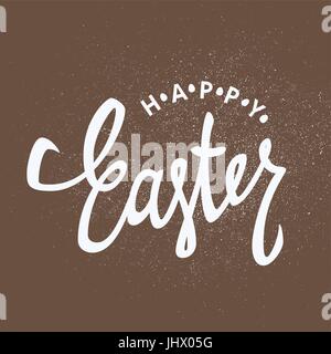 "Frohe Ostern" Kalligraphie mit bunten Eiern. Urlaub-Grüße-Logo. Handgezeichnete Vektor-Schriftzug. Stock Vektor