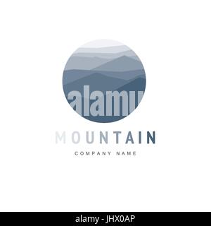 Berg-Logo Vorlage mit abstrakten Gipfeln. Vektor-Illustration. Bergsteigen und Reisen Symbol. Stock Vektor