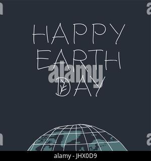 Glücklich Earth Day. Vektor-Illustration mit den Worten, Planet Erde und Blatt Adern in schreiben würde ". Stock Vektor
